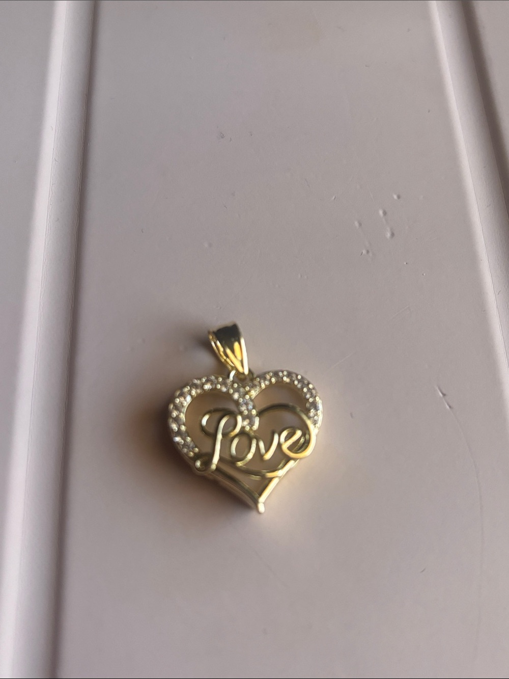 Gold Heart "Love" Pendant Necklace Charm - Gold Tone